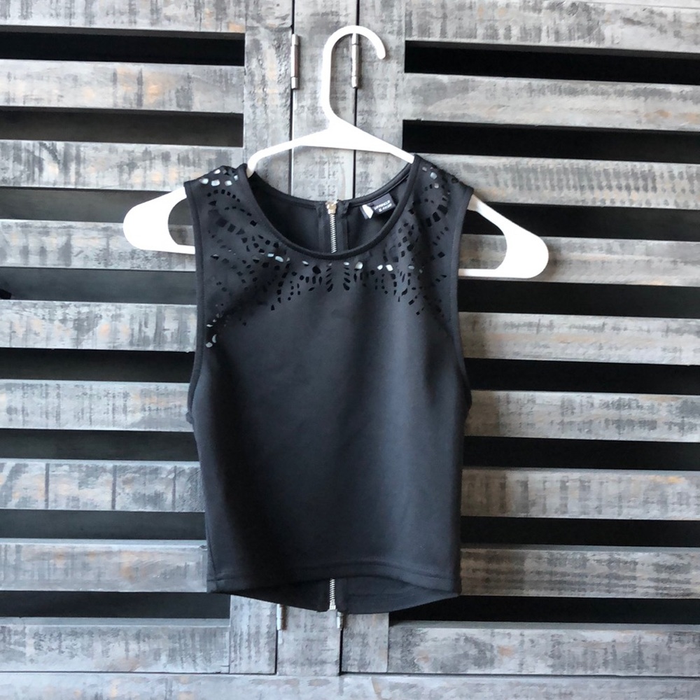 UO black cut out crop top